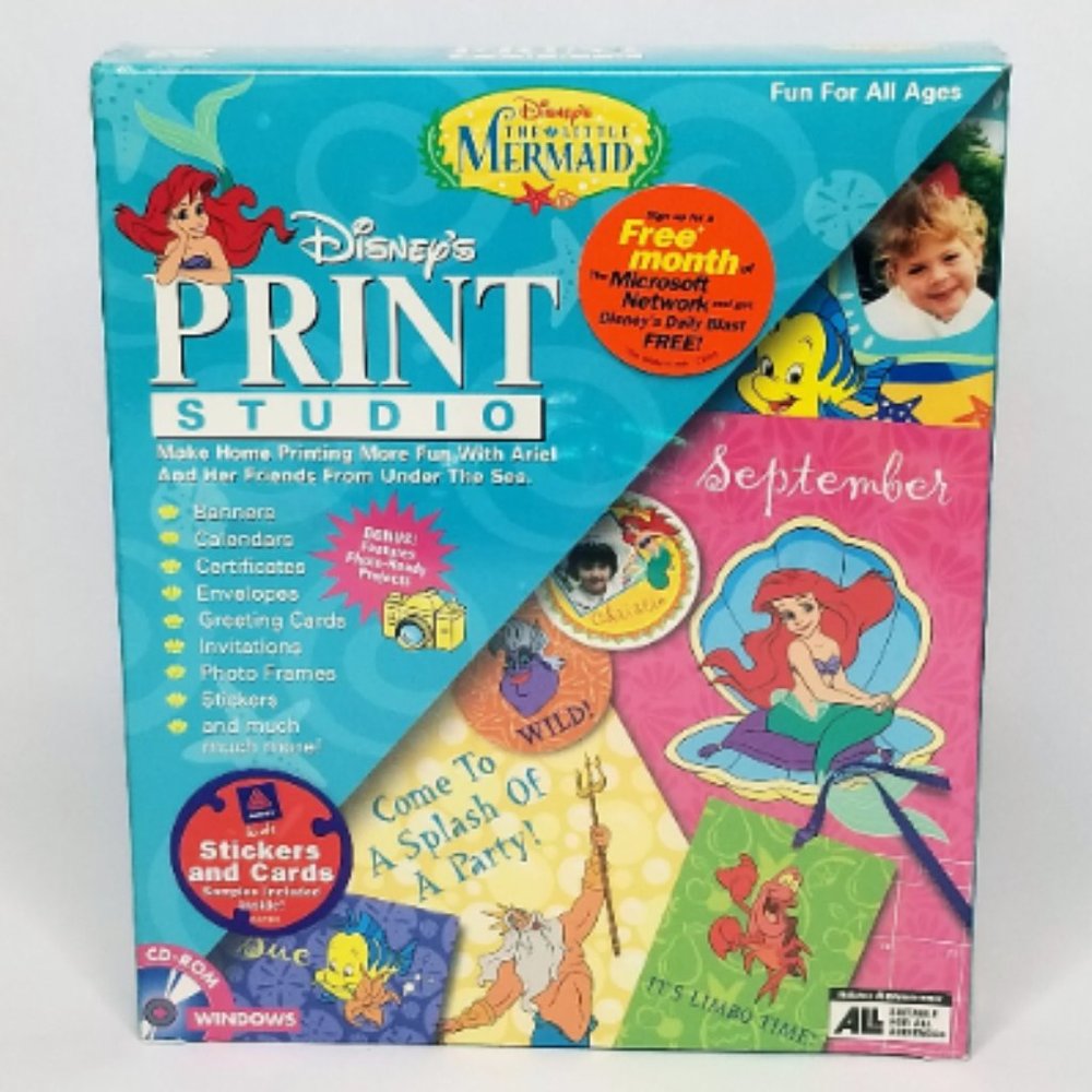 Vintage Disney's Print Studio The Little Mermaid PC CD-ROM